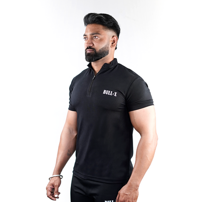 BLACK ZIP-UP T-Shirt